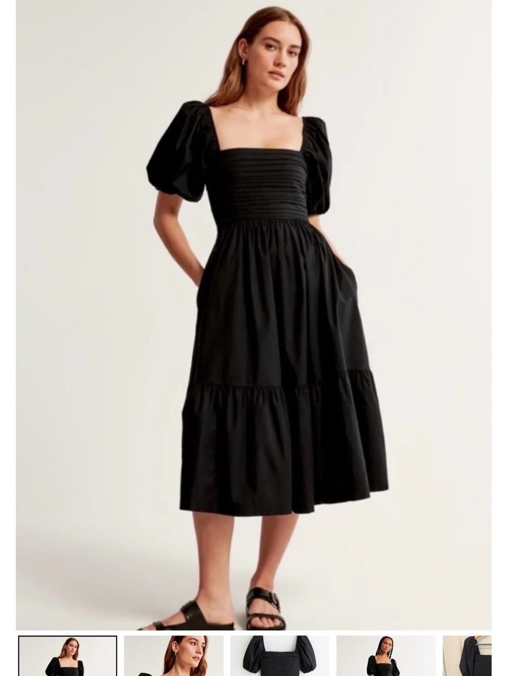 Abercrombie & Fitch Puff Sleeve Midi Dress